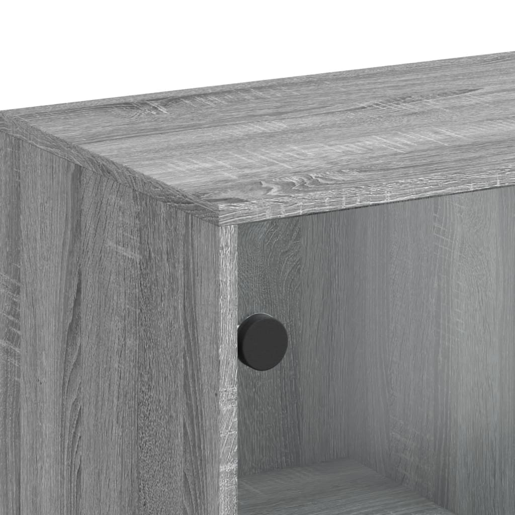 Side Cabinet with Glass Doors Grey Sonoma 69x37x100 cm