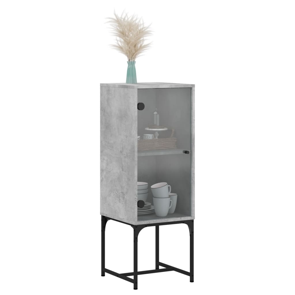 vidaXL Side Cabinet with Glass Doors Concrete Grey 35x37x100 cm