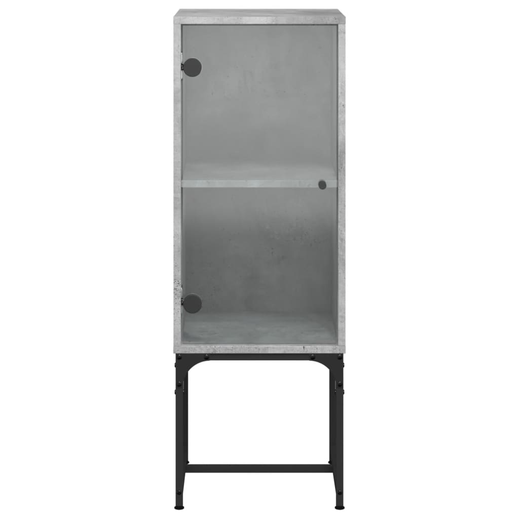 vidaXL Side Cabinet with Glass Doors Concrete Grey 35x37x100 cm