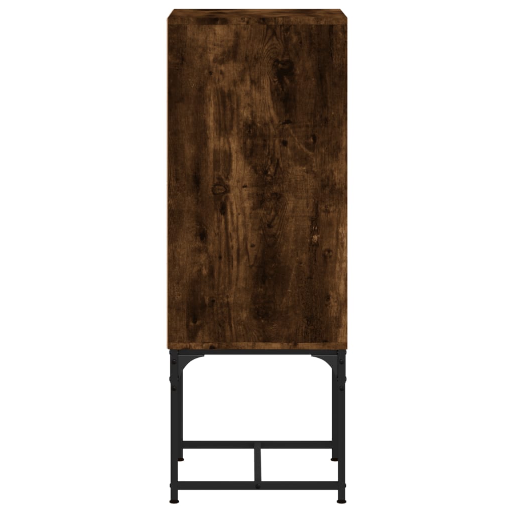 vidaXL Side Cabinet with Glass Doors Smoked Oak 35x37x100 cm