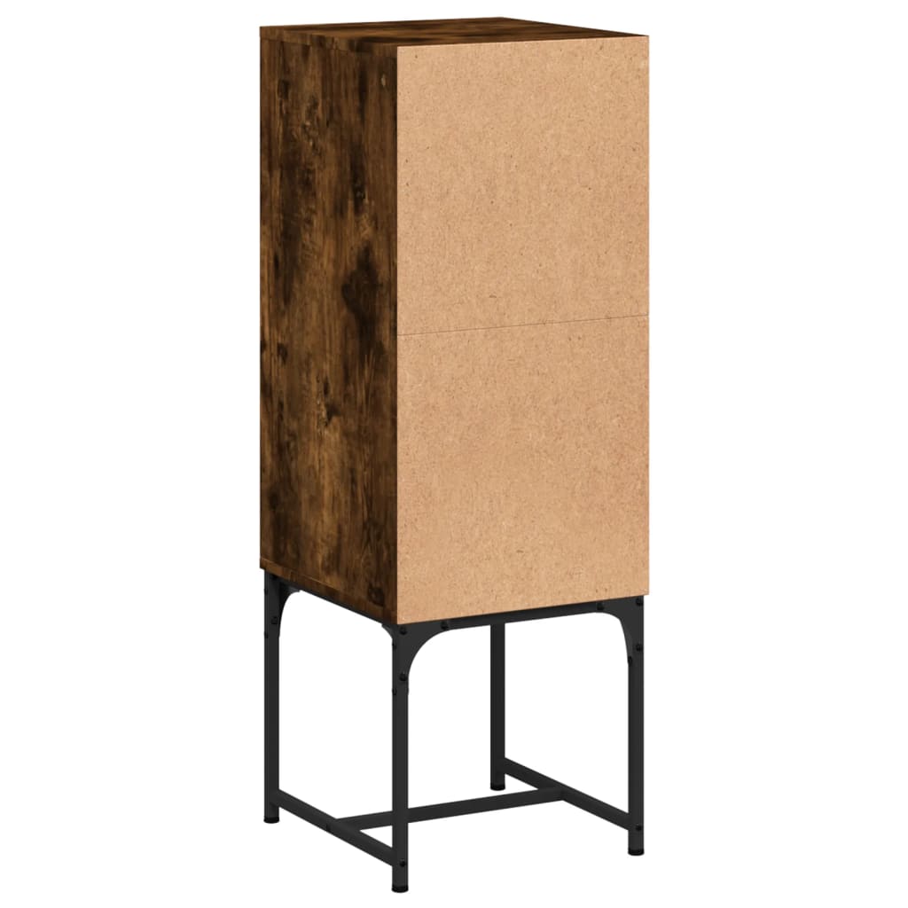 vidaXL Side Cabinet with Glass Doors Smoked Oak 35x37x100 cm