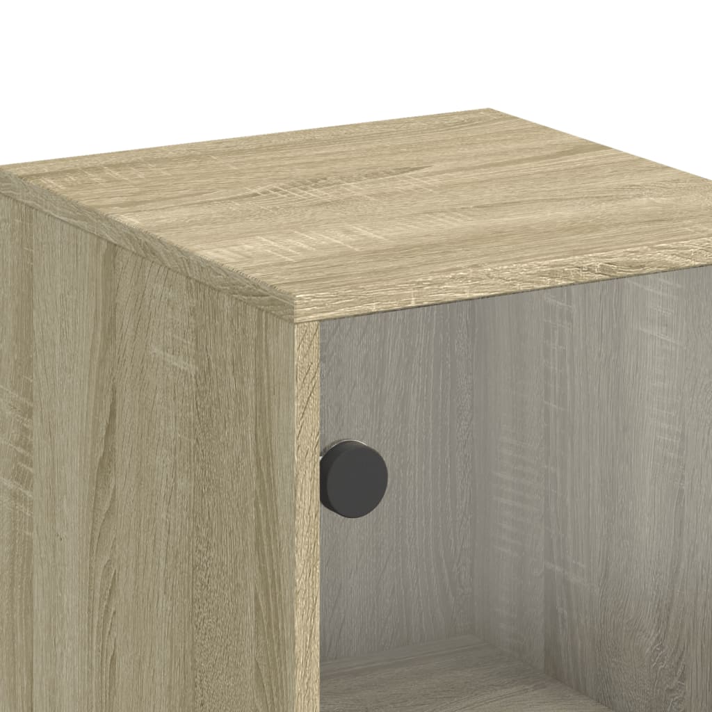 Highboard with Glass Doors Sonoma Oak 35x37x120 cm