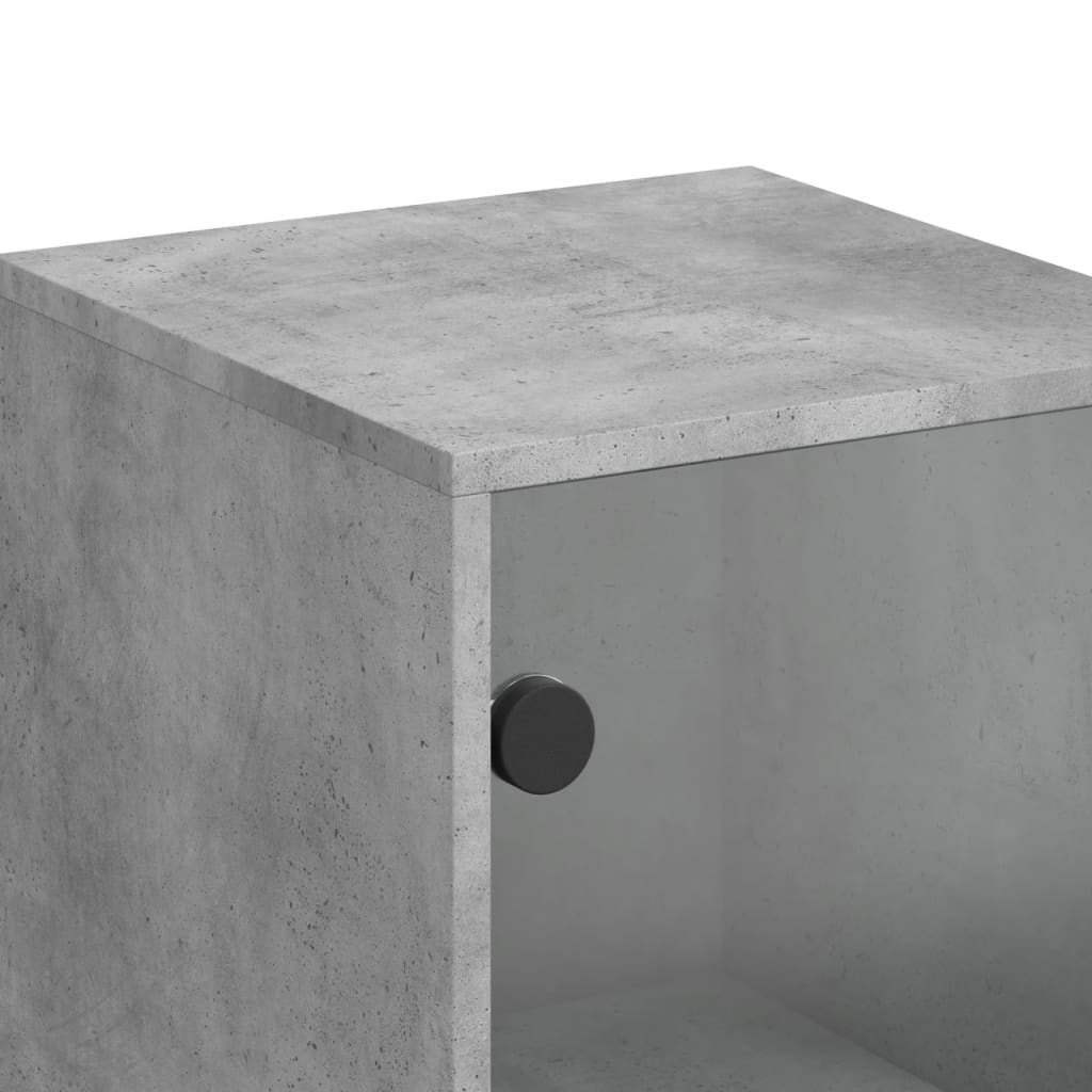 Highboard with Glass Doors Concrete Grey 35x37x120 cm