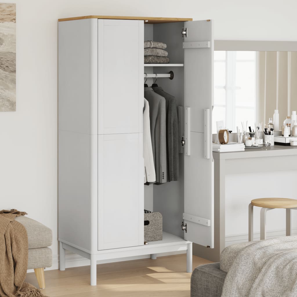 vidaXL Wardrobe FLORO White 77x53x171 cm Solid Wood Pine