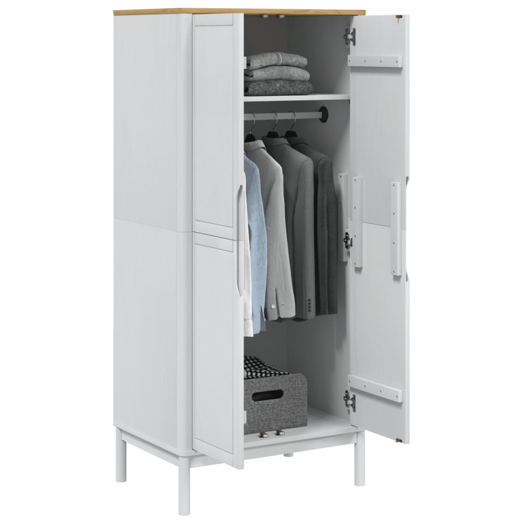 vidaXL Wardrobe FLORO White 77x53x171 cm Solid Wood Pine