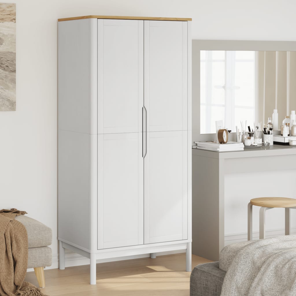 vidaXL Wardrobe FLORO White 77x53x171 cm Solid Wood Pine