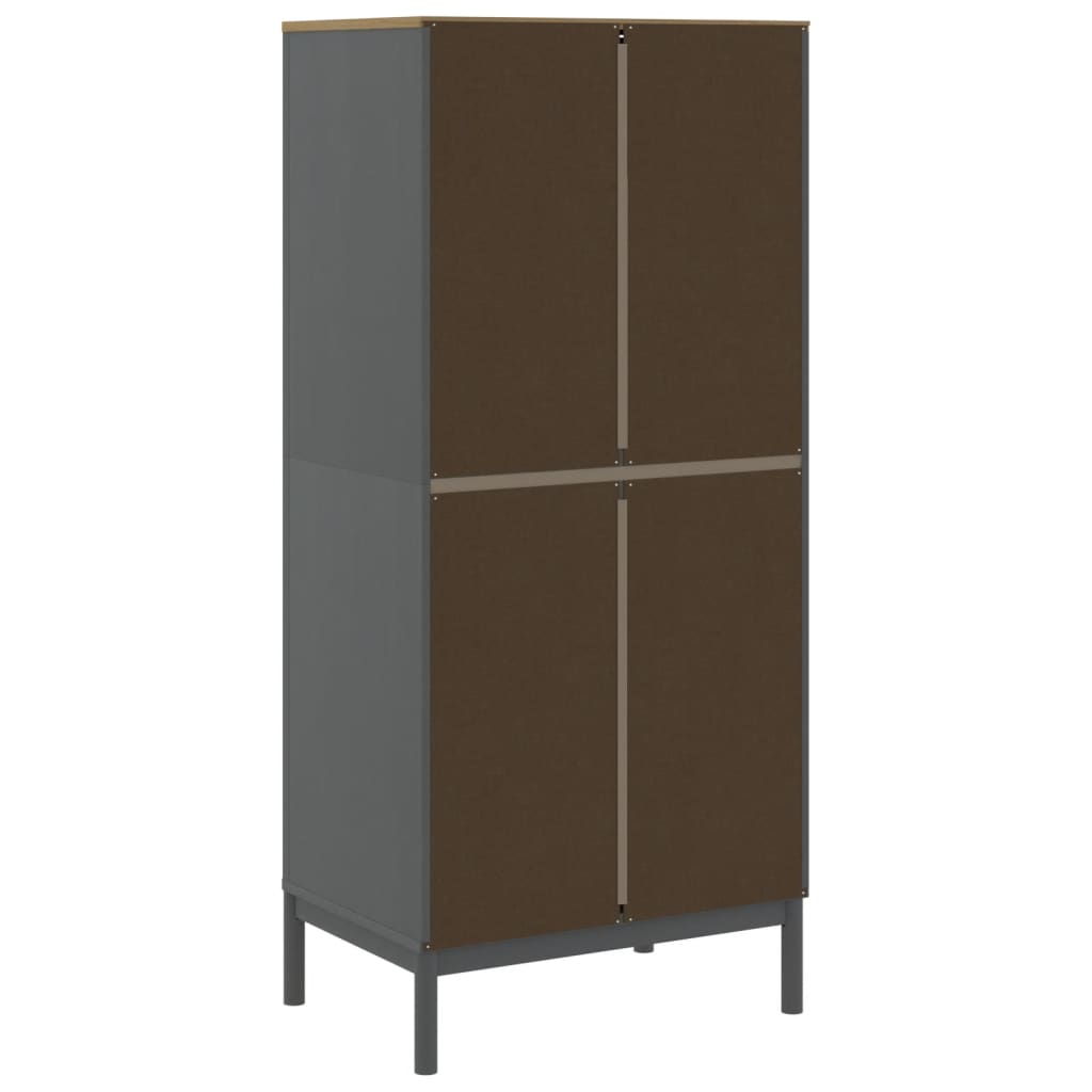 vidaXL Wardrobe FLORO Grey 77x53x171 cm Solid Wood Pine