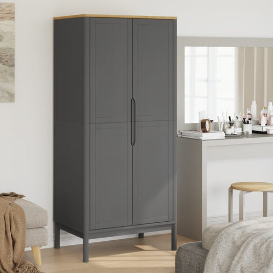 vidaXL Wardrobe FLORO Grey 77x53x171 cm Solid Wood Pine