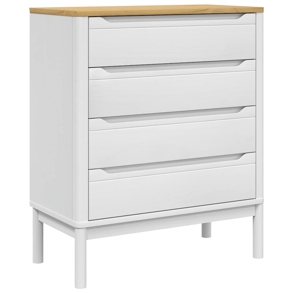 Chest of Drawers FLORO White Solid Wood Pine