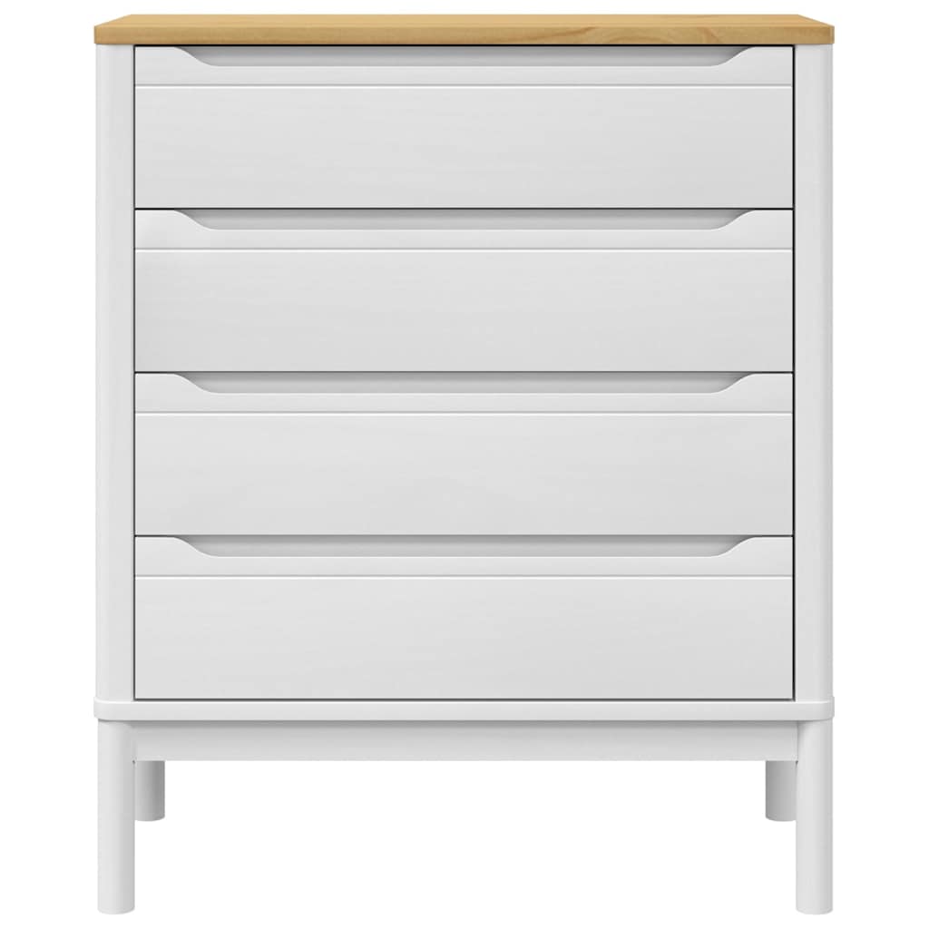Chest of Drawers FLORO White Solid Wood Pine