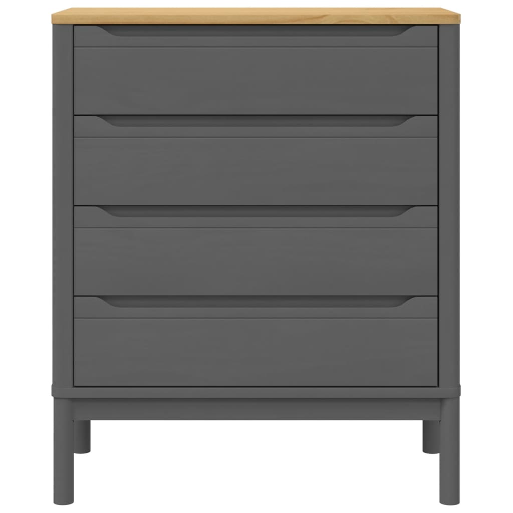 Chest of Drawers FLORO Grey cm Solid Wood Pine