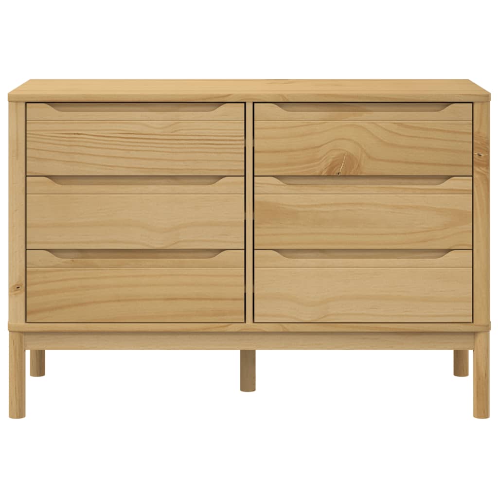 Chest of Drawers "FLORO" Wax Brown Solid Wood Pine