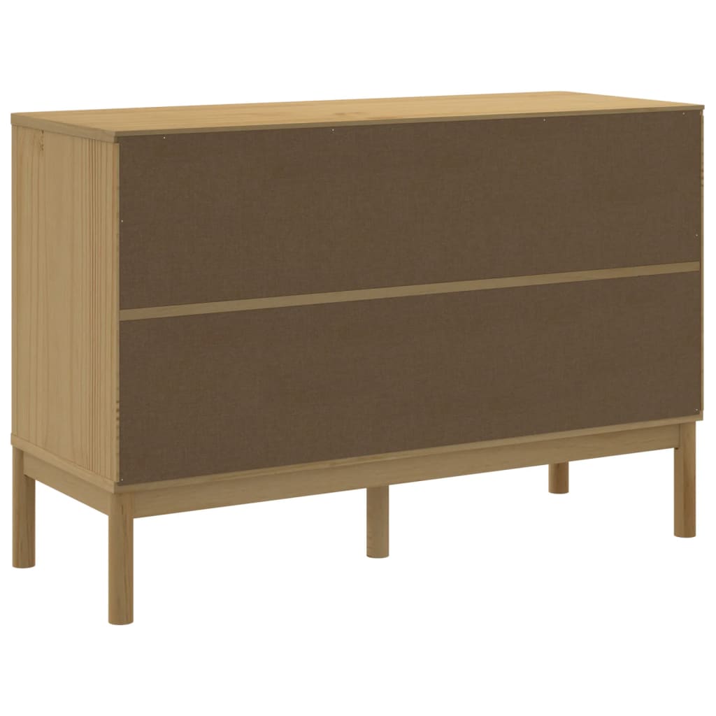 Chest of Drawers "FLORO" Wax Brown Solid Wood Pine