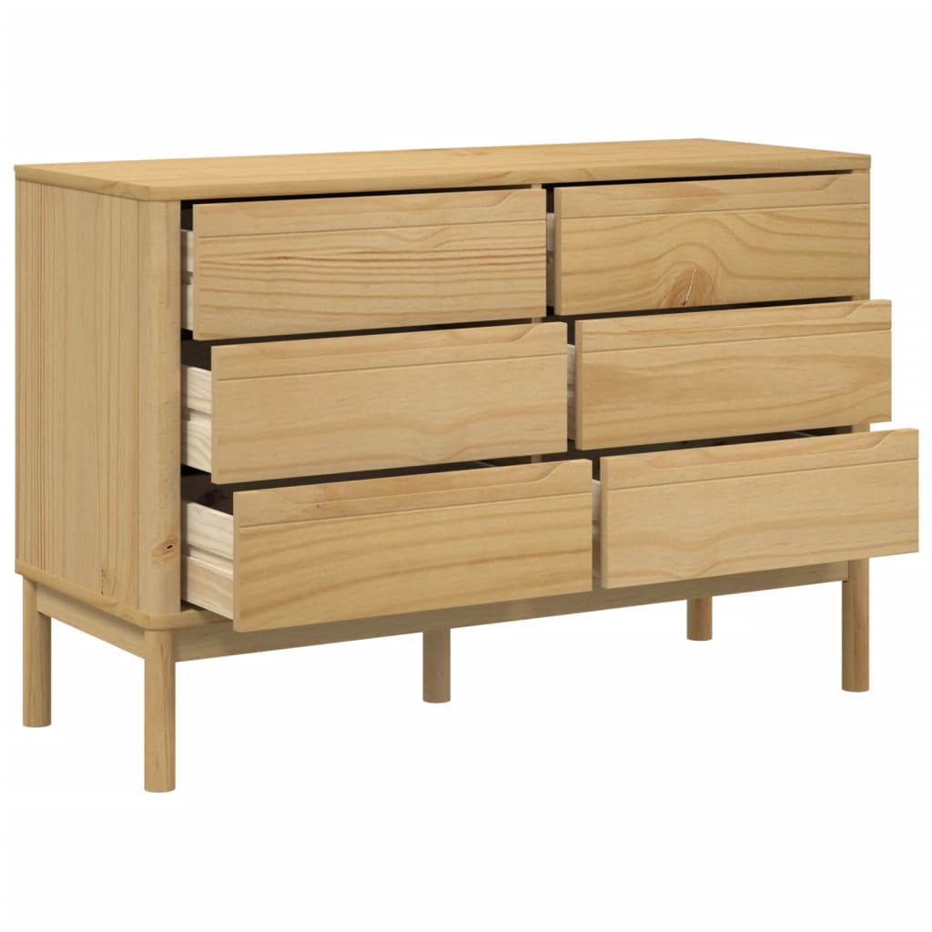 Chest of Drawers "FLORO" Wax Brown Solid Wood Pine