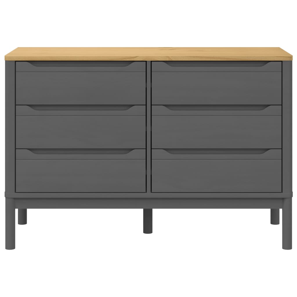 Chest of Drawers FLORO Grey Solid Wood Pine