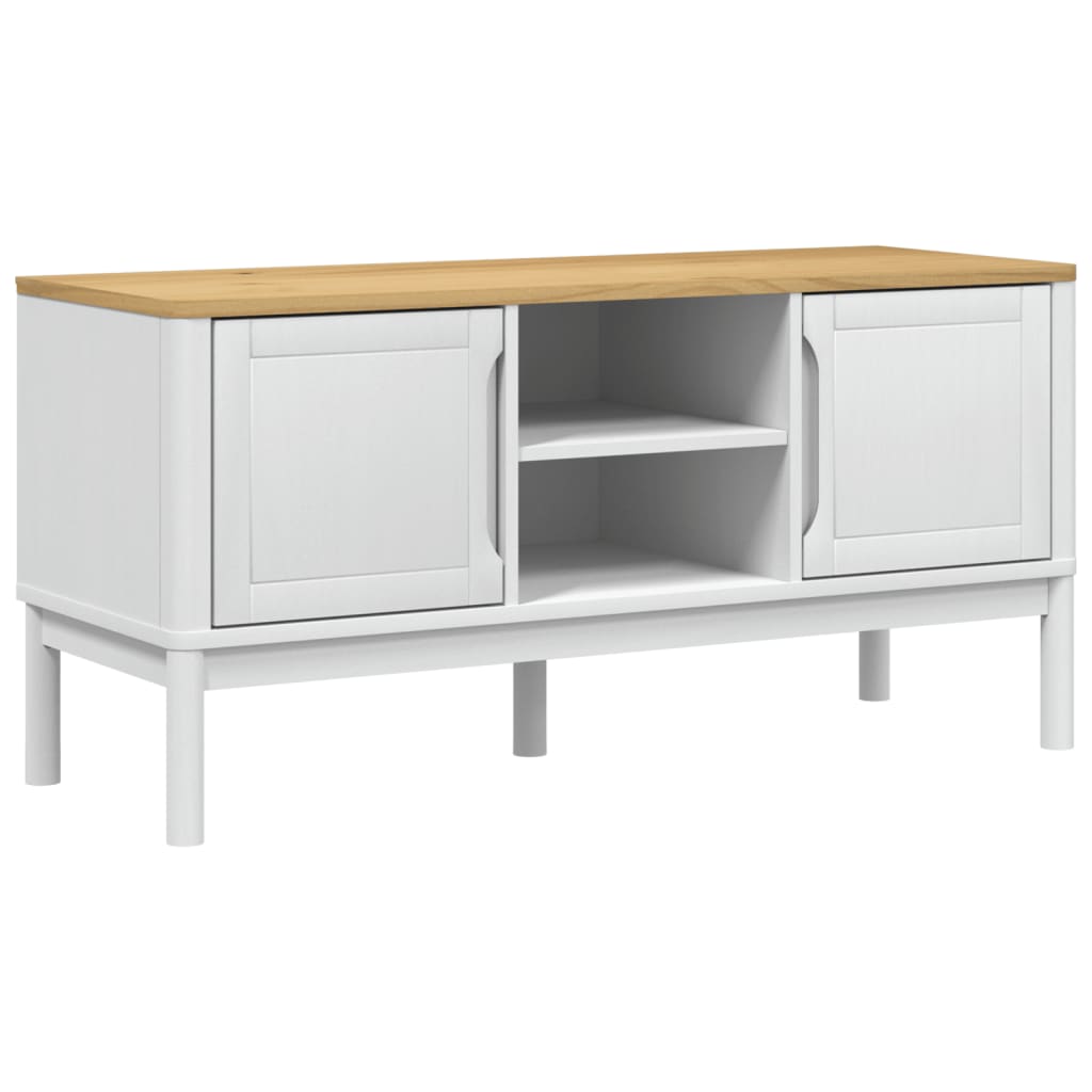 TV Cabinet "FLORO" White 114x43x55 cm Solid Wood Pine