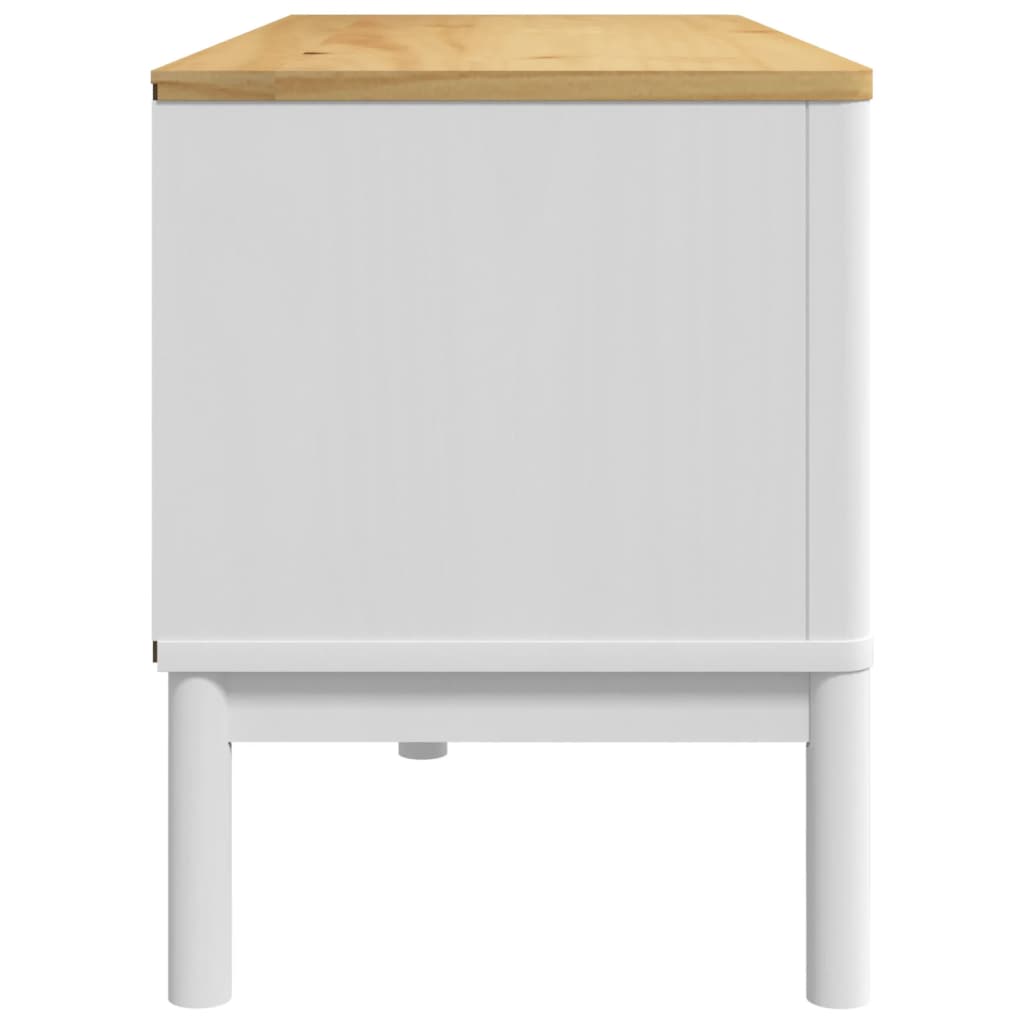 TV Cabinet "FLORO" White 114x43x55 cm Solid Wood Pine