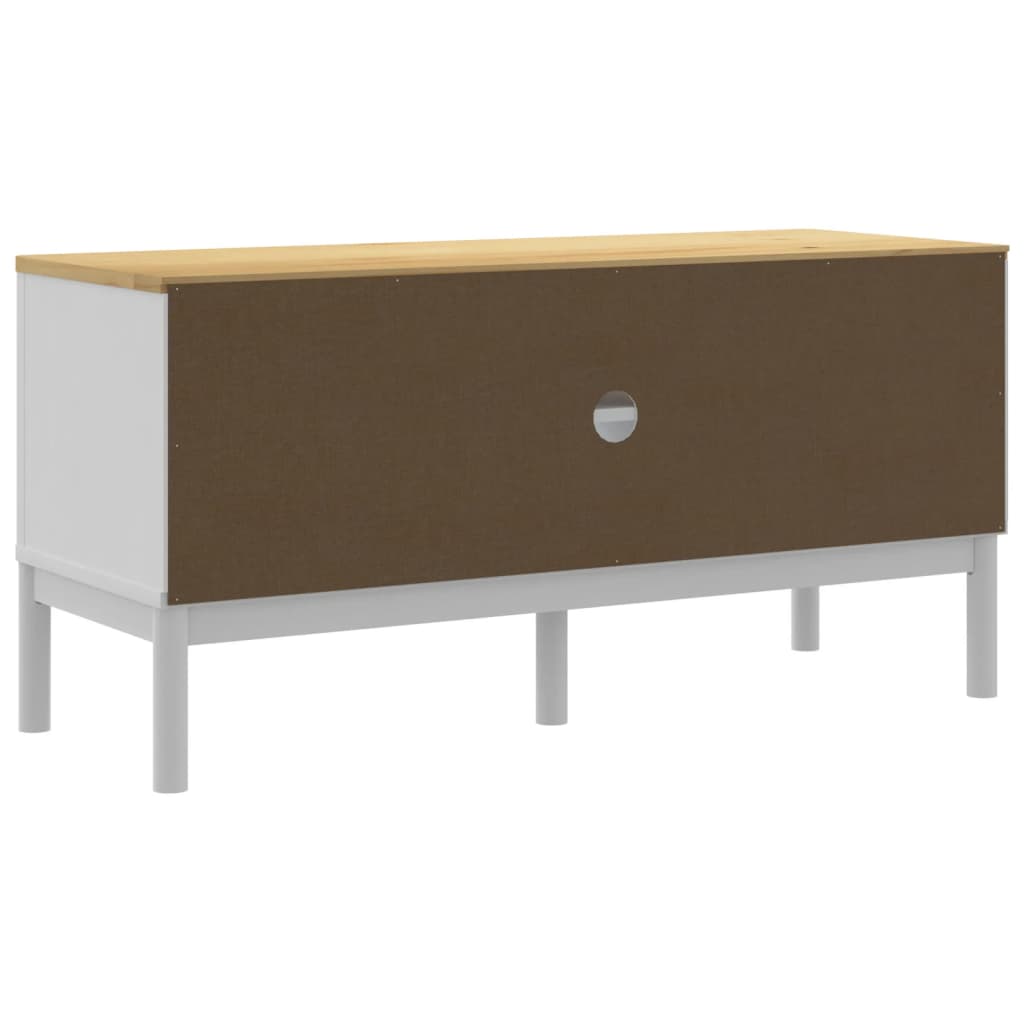 TV Cabinet "FLORO" White 114x43x55 cm Solid Wood Pine