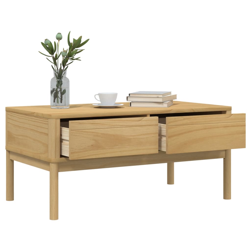 Coffee Table "FLORO" Wax Brown 99x55,5x45 cm Solid Pine Wood