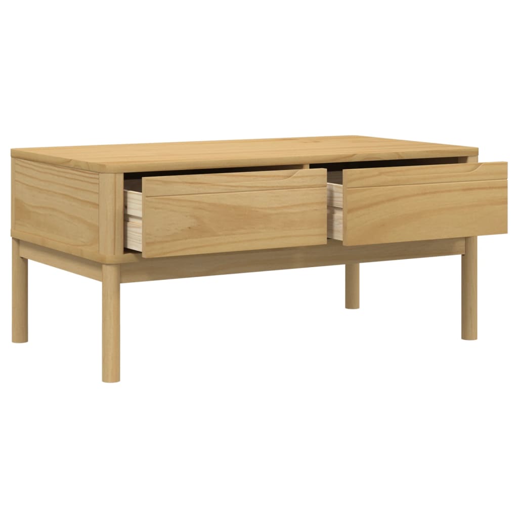Coffee Table "FLORO" Wax Brown 99x55,5x45 cm Solid Pine Wood