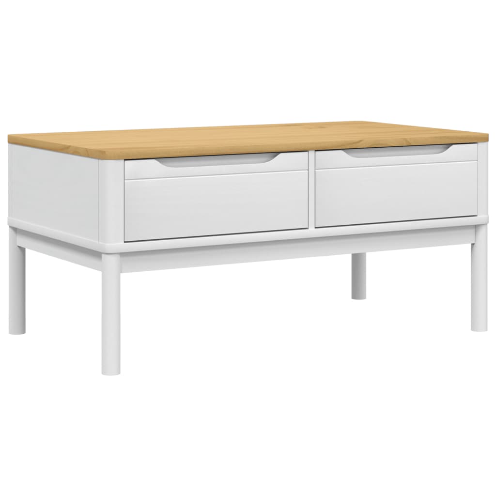 Coffee Table "FLORO" White 99x55,5x45 cm Solid Pine Wood