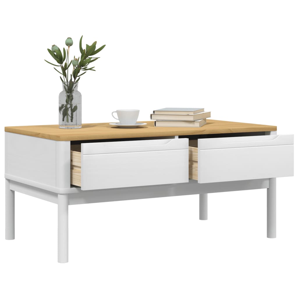 Coffee Table "FLORO" White 99x55,5x45 cm Solid Pine Wood