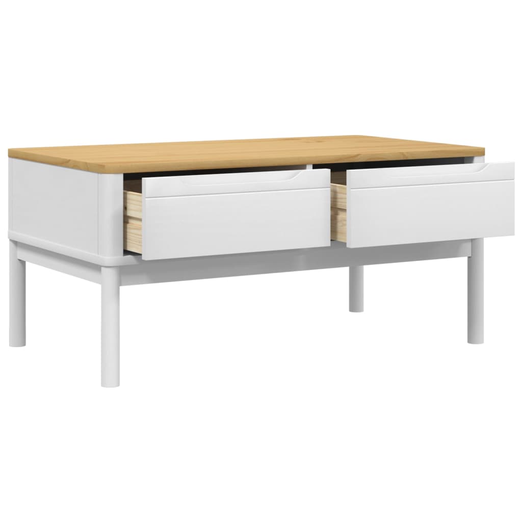 Coffee Table "FLORO" White 99x55,5x45 cm Solid Pine Wood