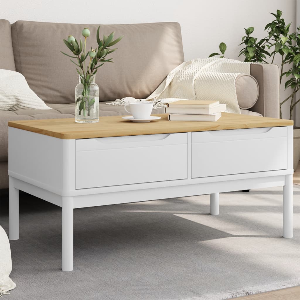 Coffee Table FLORO White 99x55.5x45 cm Solid Pine Wood