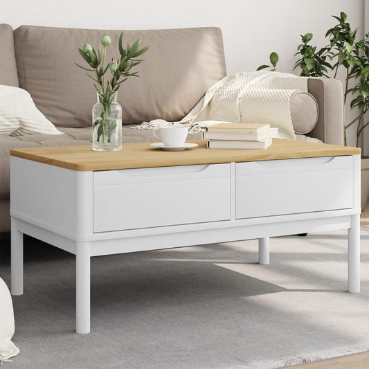 Coffee Table FLORO White 99x55.5x45 cm Solid Pine Wood