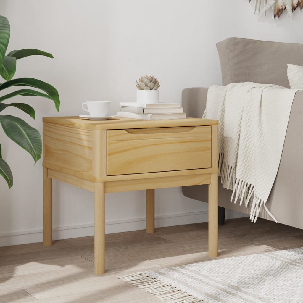 Lamp Table FLORO Wax Brown 55x55x54 cm Solid Wood Pine