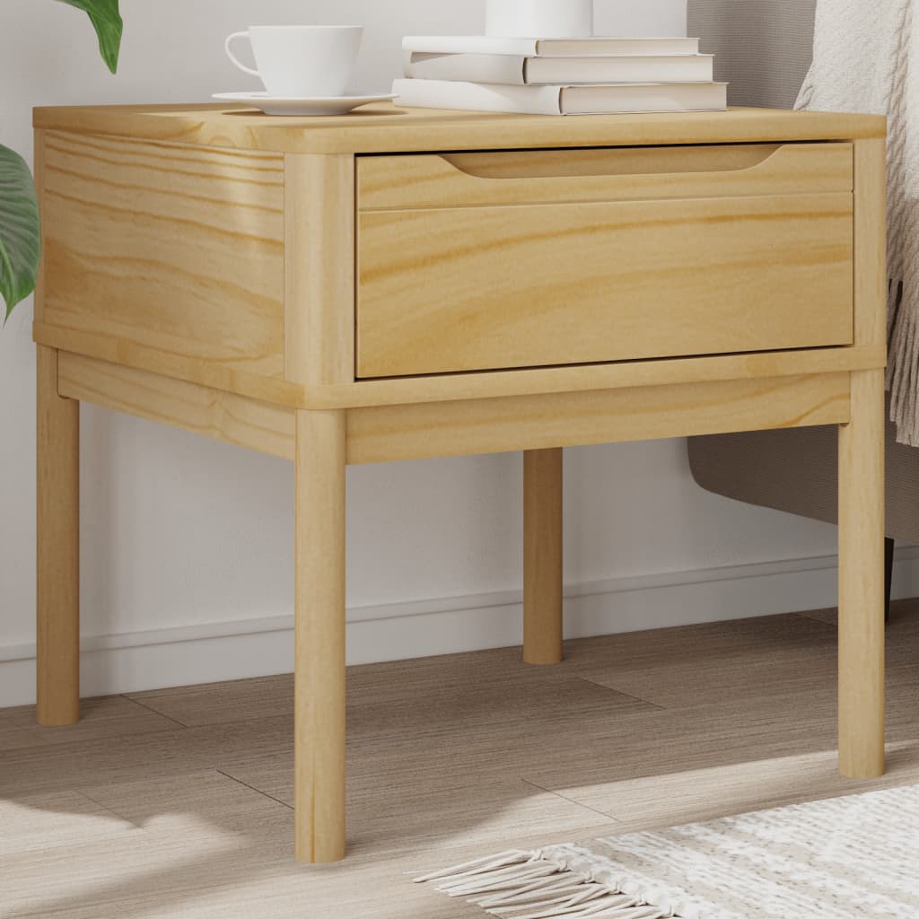 Lamp Table FLORO Wax Brown 55x55x54 cm Solid Wood Pine