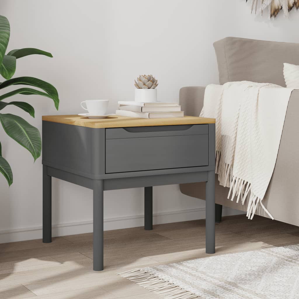 Lamp Table FLORO Grey 55x55x54 cm Solid Wood Pine