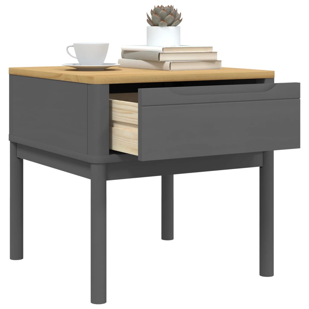 Lamp Table FLORO Grey 55x55x54 cm Solid Wood Pine
