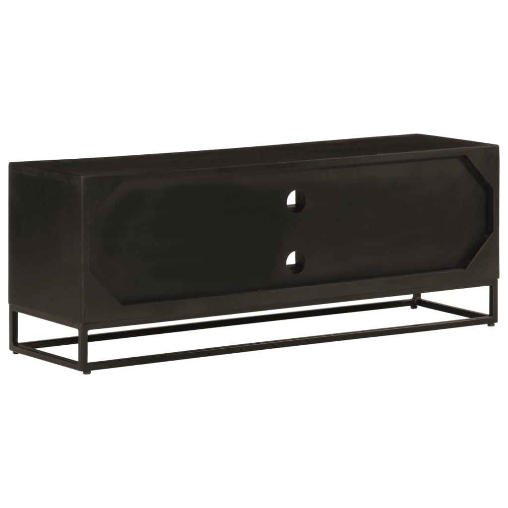 vidaXL TV Cabinet Black 110x30x40 cm Solid Wood Mango and Iron