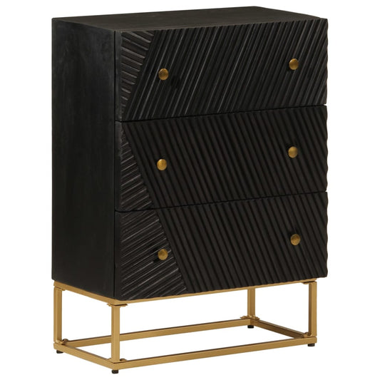 vidaXL Chest of Drawers Black 55x30x76 cm Solid Wood Mango and Iron