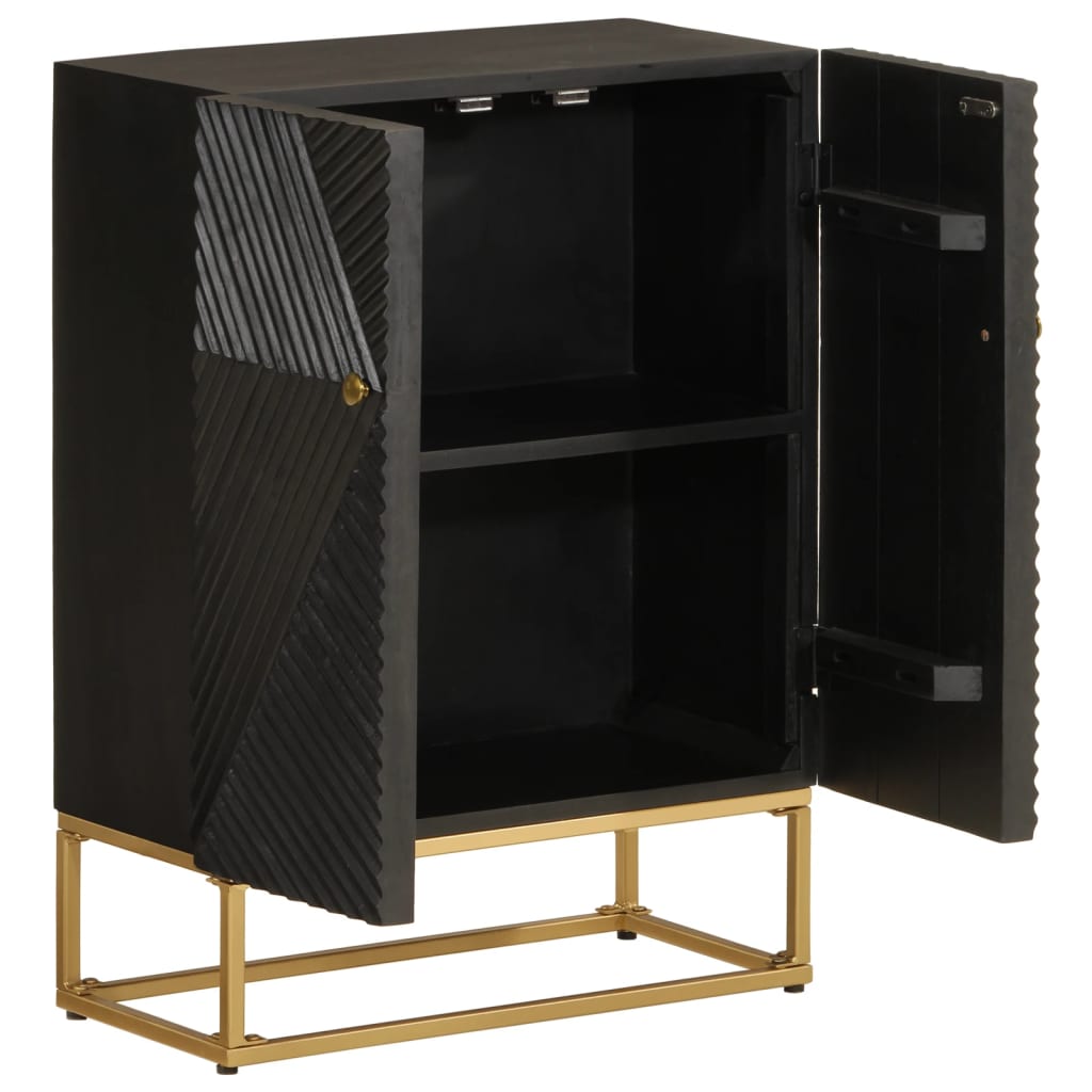 vidaXL Sideboard Black 55x30x76 cm Solid Wood Mango and Iron