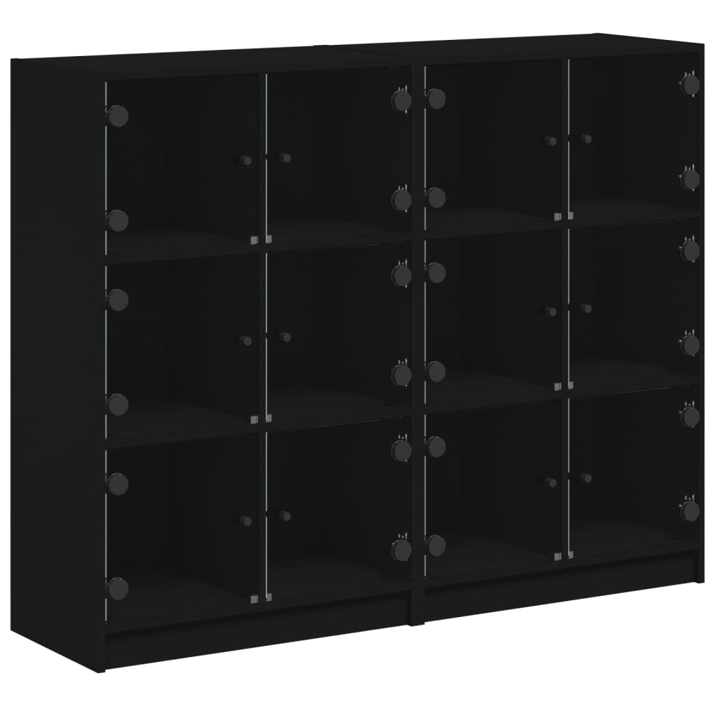 Bookcase | Black | Engineered wood, glass | Large | Bookcase
