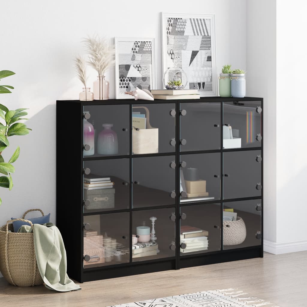 Bookcase | Black | Engineered wood, glass | Large | Bookcase