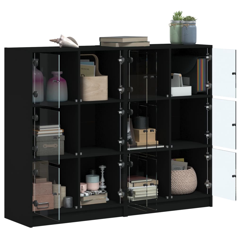 Bookcase | Black | Engineered wood, glass | Large | Bookcase