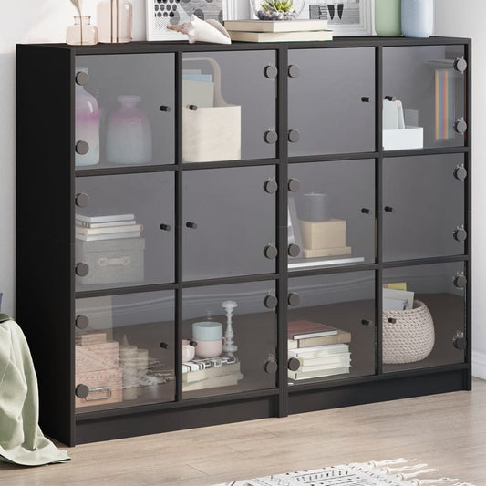 Bookcase | Black | Engineered wood, glass | Large | Bookcase