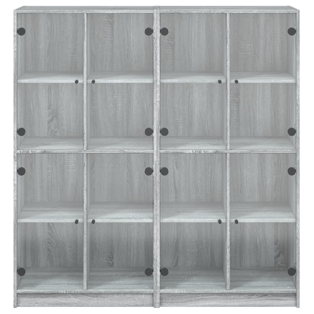 vidaXL Bookcase with Doors Grey Sonoma 136x37x142 cm Engineered Wood