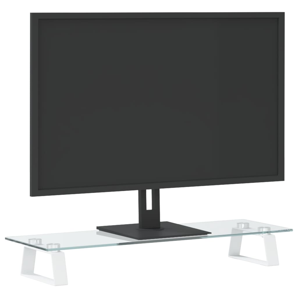 vidaXL Monitor Stand White 60x20x8 cm Tempered Glass and Metal