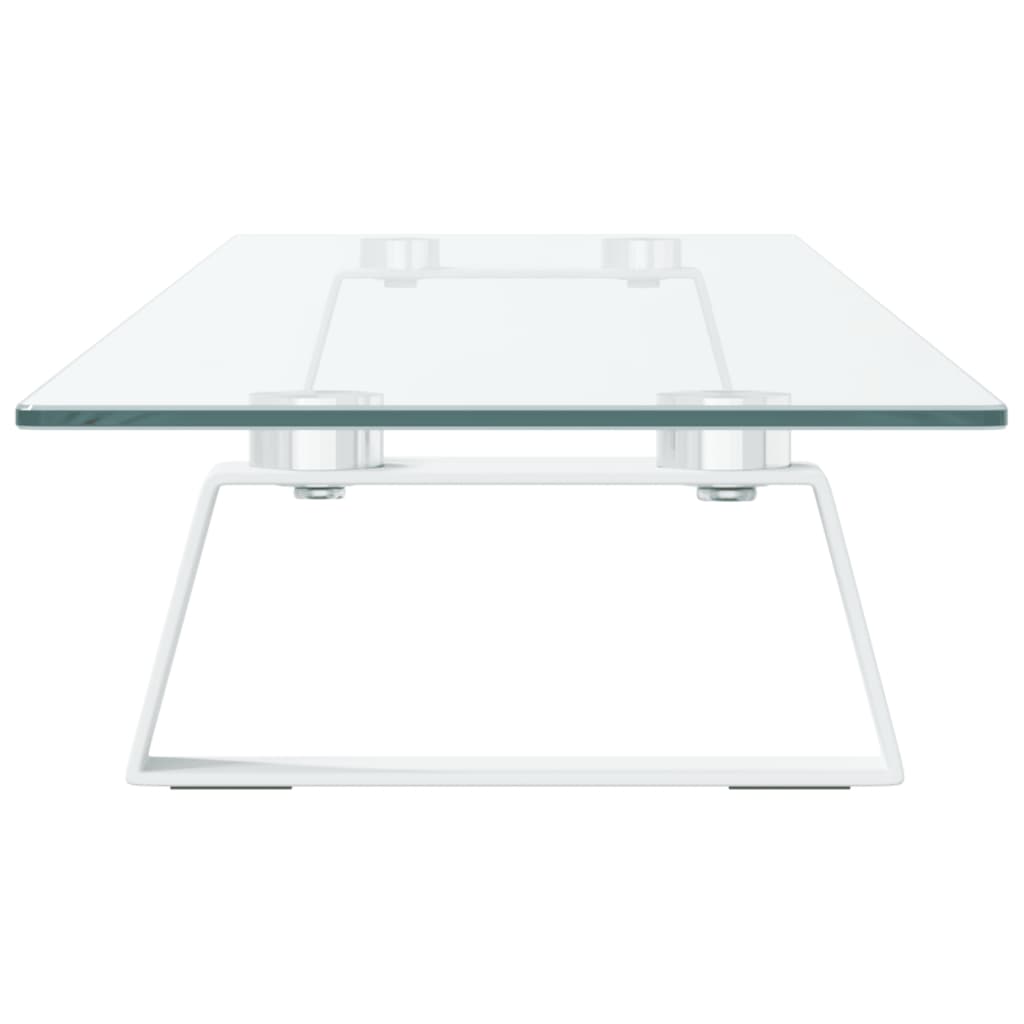 vidaXL Monitor Stand White 100x20x8 cm Tempered Glass and Metal