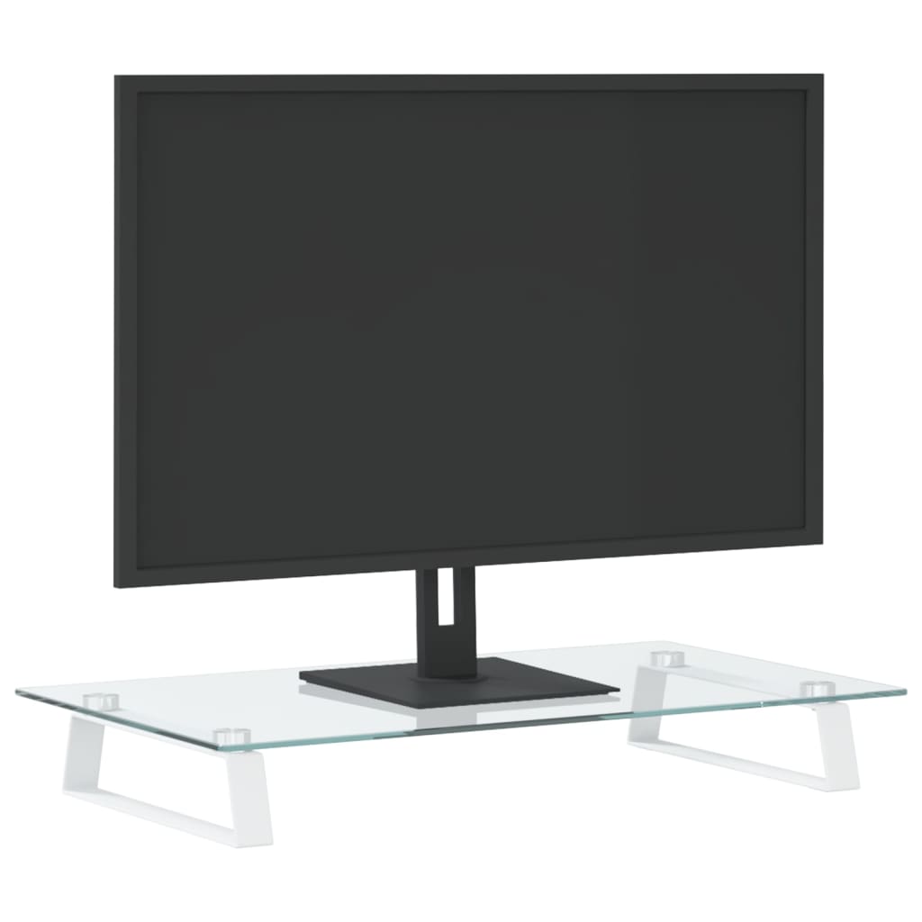 vidaXL Monitor Stand White 60x35x8 cm Tempered Glass and Metal