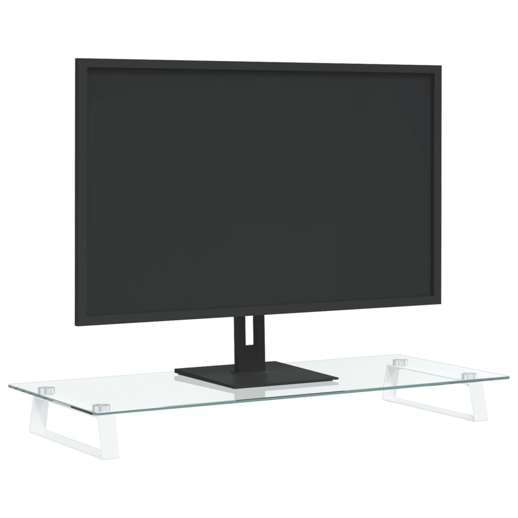 vidaXL Monitor Stand White 80x35x8 cm Tempered Glass and Metal