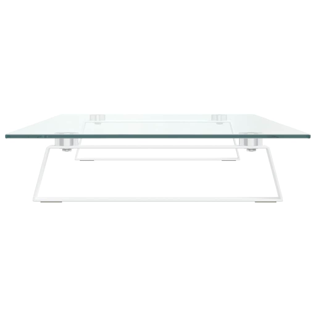 Monitor Stand White 80x35x8 cm Tempered Glass and Metal