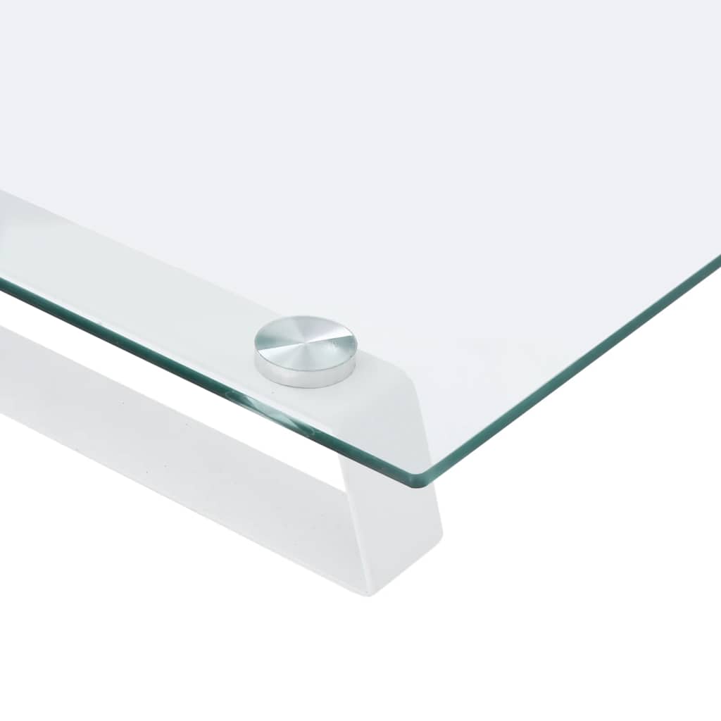 Monitor Stand White 80x35x8 cm Tempered Glass and Metal