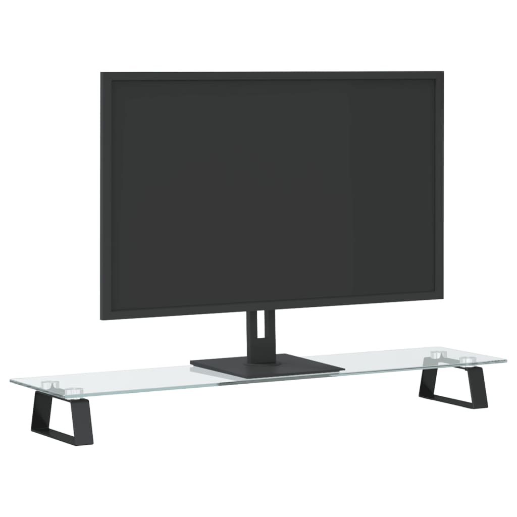 vidaXL Monitor Stand Black 80x20x8 cm Tempered Glass and Metal