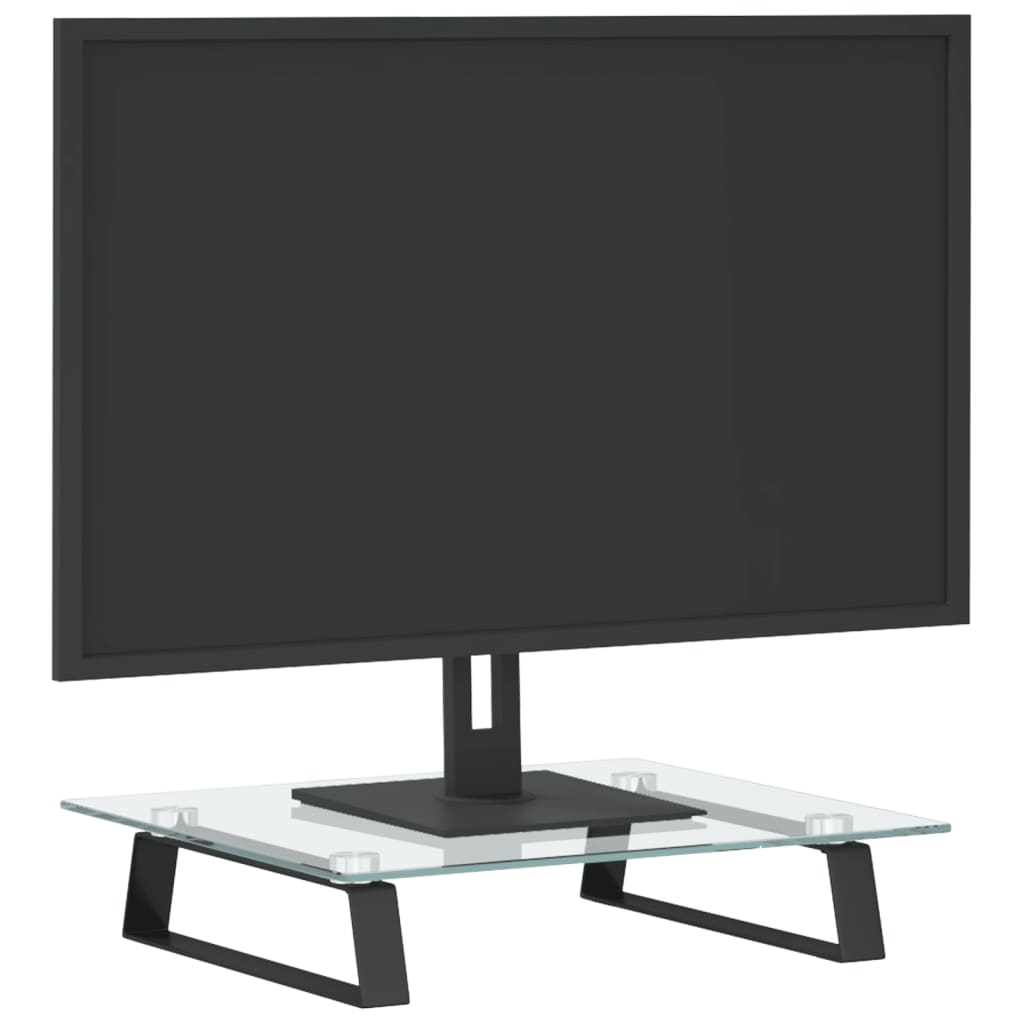 vidaXL Monitor Stand Black 40x35x8 cm Tempered Glass and Metal