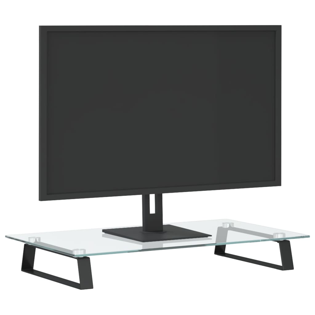 vidaXL Monitor Stand Black 60x35x8 cm Tempered Glass and Metal